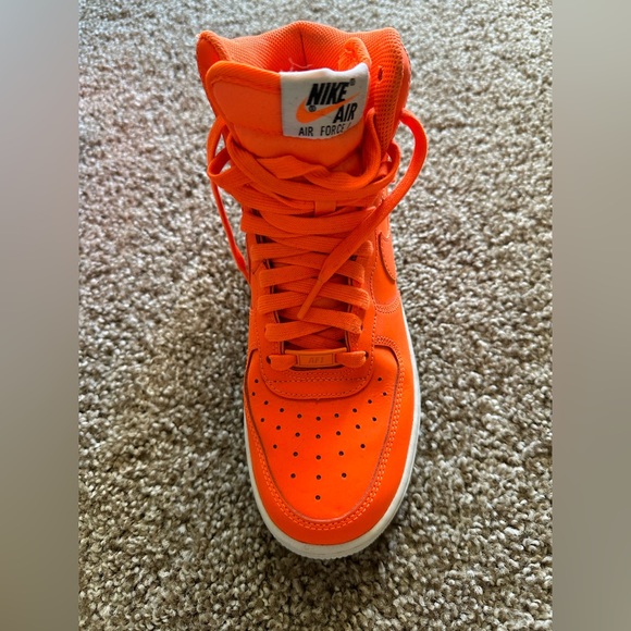 Neon orange NIKE AIR FORCE 1 HIGH LV8 (GS) "JUST DO IT" size 8 - Picture 8 of 16